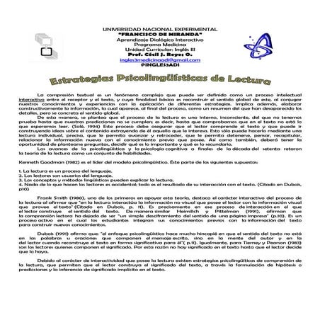 Estrategias Psicolinguisticas de la Lectura
