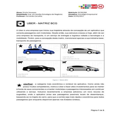Matriz BCG - UBER | PDF