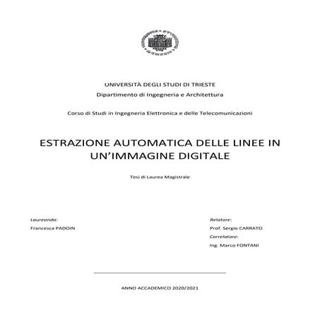 Estrazione automatica delle linee in un'immagine digitale