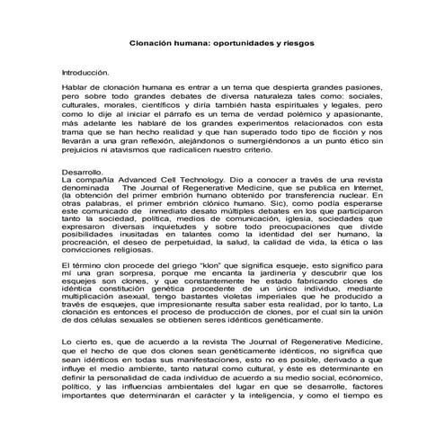 La clonación | PPTX