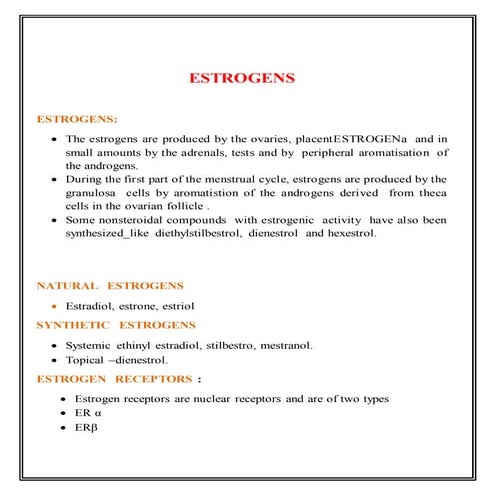 Estrogen ,progestrone & oral contreceptive