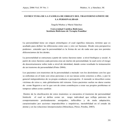 Estructura de la familia de origen del trastorno limite de la personalidad