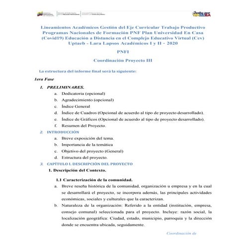 Estructura del informe final