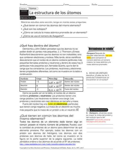 Hojas De Trabajo Sobre átomos Cómo Se Unen Los átomos? Nueva