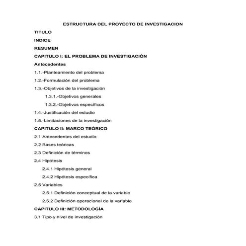 Estructura del proyecto de investigacion