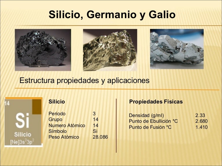 Estructura del silicio, germanio y galio