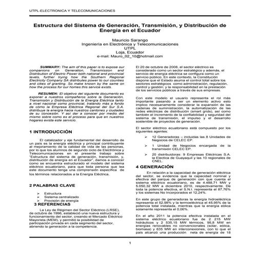 centrales de generación eléctrica en el ecuador | PDF