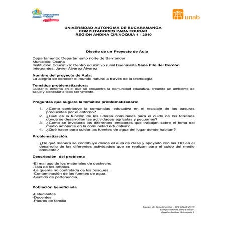 Estructura de proyecto de aula javier alvarez