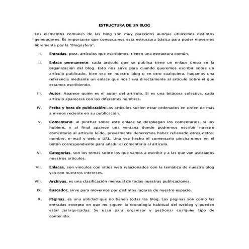 Estructura de un blog | DOCX