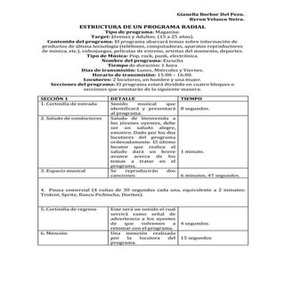 Estructura de un programa radial