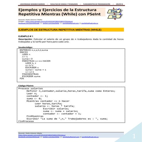 Estructura Repetitiva MIENTRAS (While) con PSeInt