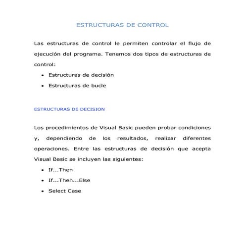 Estructuras de control en Visual Basic | PPTX