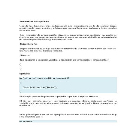 Estructuras de repetición en programacion