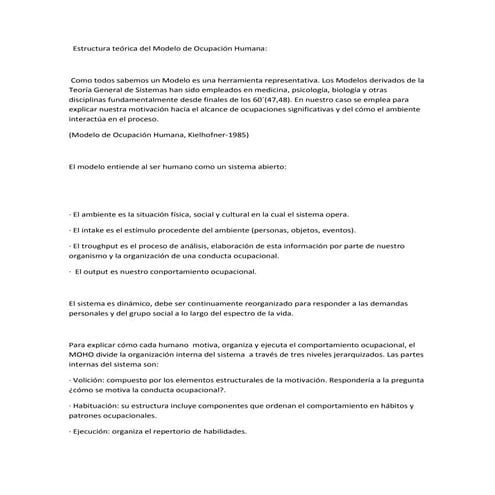 Estructura teórica del modelo de ocupación humana | DOCX