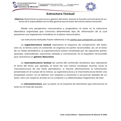 Estructura textual  (avance proyecto 2)