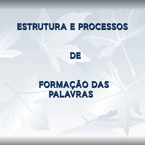 Estrutura e formação das palavras