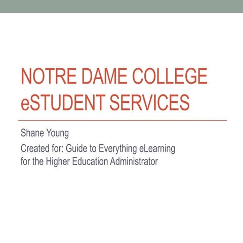 eStudent Services at Notre Dame College