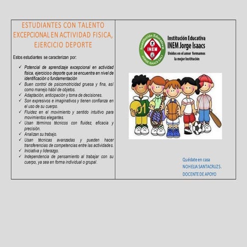 Estudiantes con talento excepcional en actividad fisica | DOCX