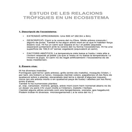 Estudi De Les Relacions TròFiques En Un Ecosistema (Informe)