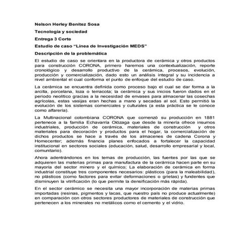 Estudio de caso (Ceramicas Corona) tecnologia y sociedad