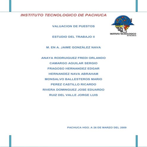 Estudio del trabajo ii valuacion de puestos 1
