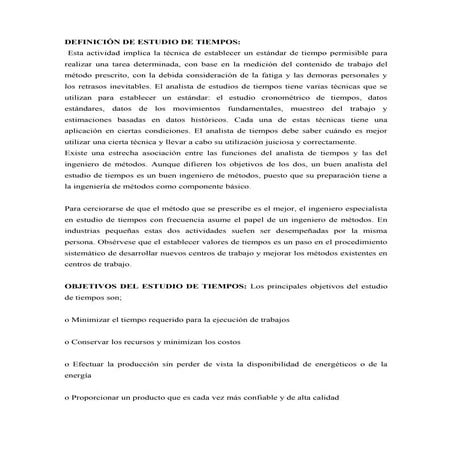 Estudio de tiempos y movimientos