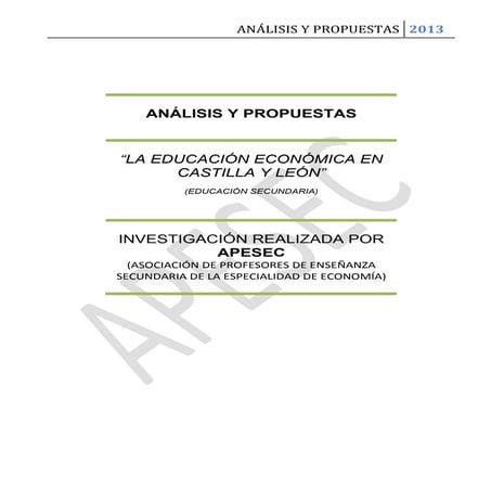 Estudio educación económica apesec castilla y león