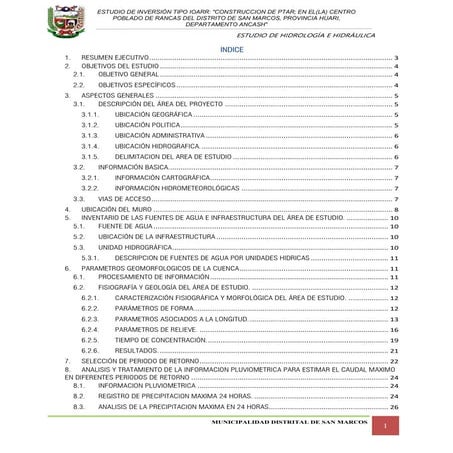 Estudio hidrologico e hidraulico 