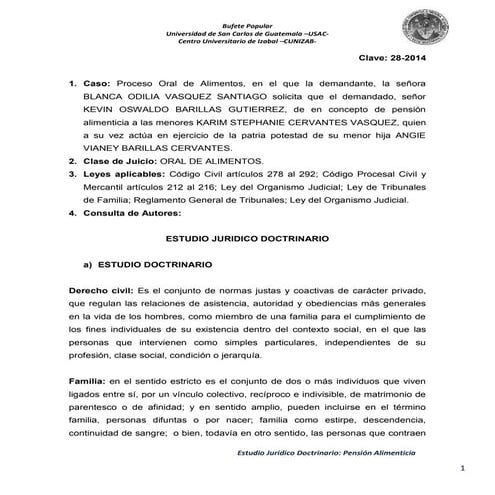 Estudio jurídico doctrinario pension alimenticia