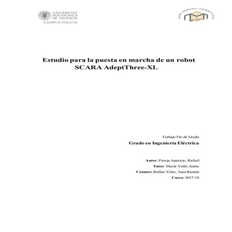 Estudio para la puesta en marcha de un robot scara adept three xl