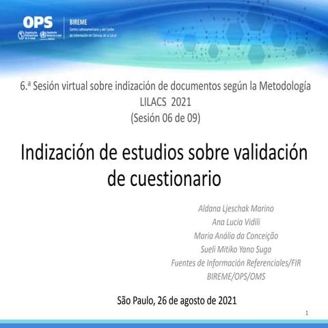 (6 de 9) Indización de documento según la Metodología LILACS 2021: validación...