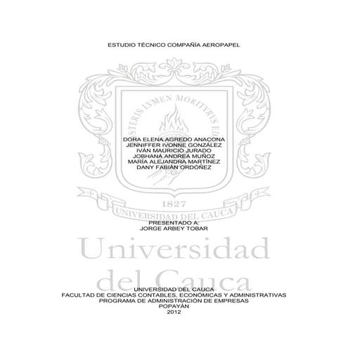 Estudio técnico Compañía Aeropapel