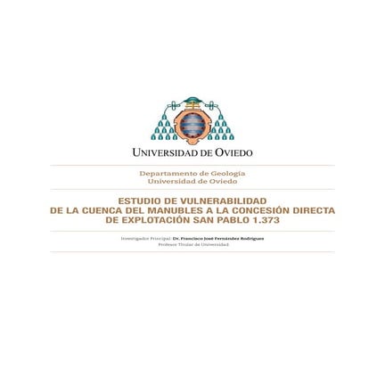 ESTUDIO DE VULNERABILIDAD DE LA CUENCA DEL MANUBLES A LA CONCESIÓN DIRECTA DE...