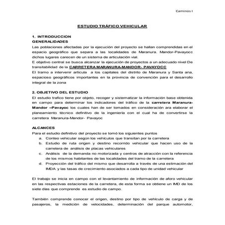 Estudio vehicular para trabajo de hoy