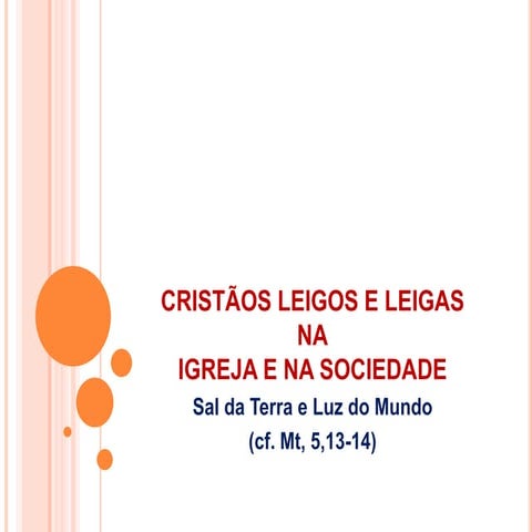 Estudo 107 leigos - CRISTÃOS LEIGOS E LEIGAS NA IGREJA E NA SOCIEDADE