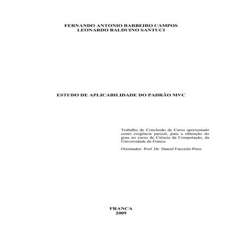 Estudo De Aplicabilidade Do PadrãO Mvc   Fernando & Leonardo