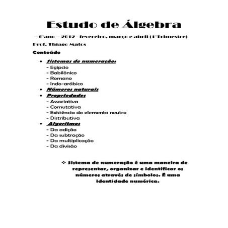 Estudo de álgebra   para blog - pdf