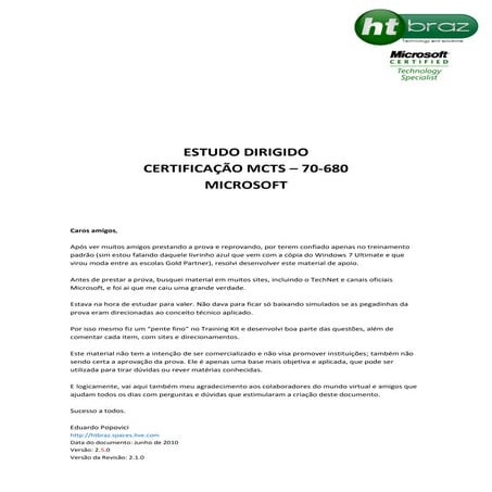 Estudo dirigido prova_70-680_new