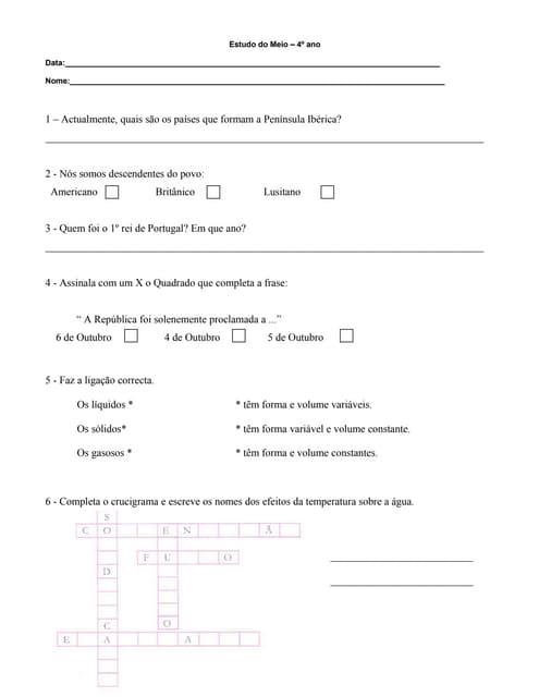 Estudo do meio 4.º ano  bom joao