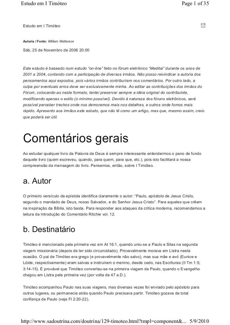 Estudo Em I Timoteo