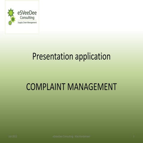 eSVeeDee Consulting   Presentation Complaint Management