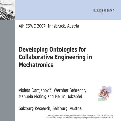 Developing Ontologies for Collaborative Engineering in Mechatronics
