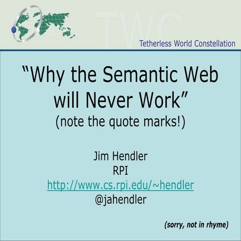 Why the Semantic Web will nerver work
