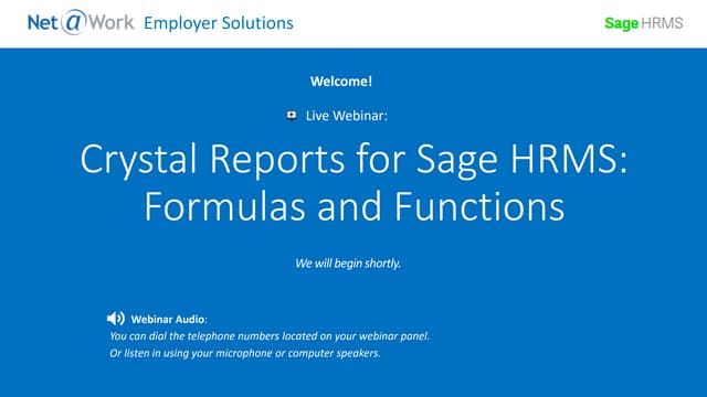 Sage HRMS Crystal Reports- Beyond the Basics