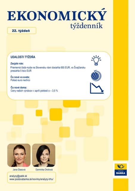 Ekonomický týždenník Poštovej banky...