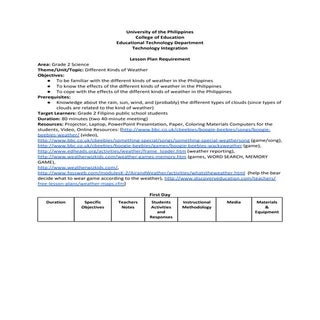 Weather Lesson Plan