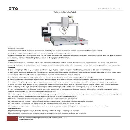 Eta automatic soldering robot | PDF
