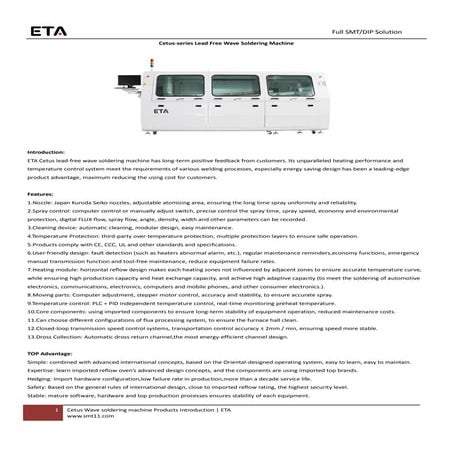 Eta cetus series wave soldering machine | PDF