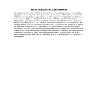 Etapa de pubertad y adolecencia