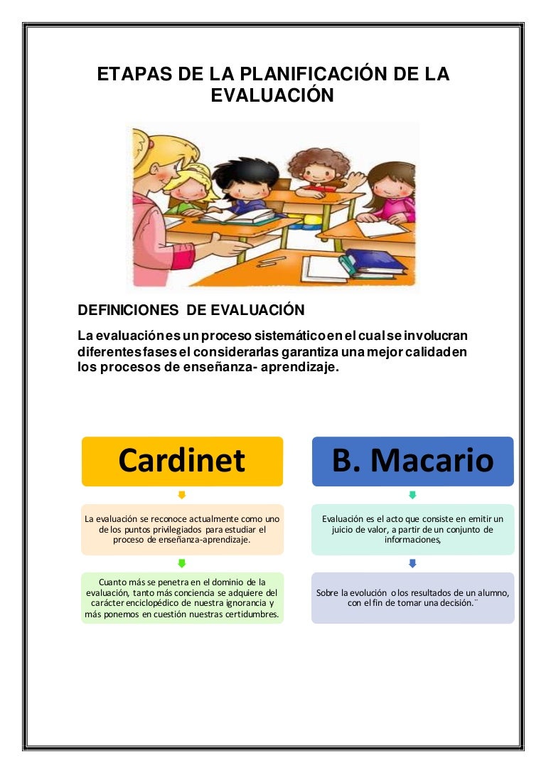 Etapas de la planificación de la evaluación